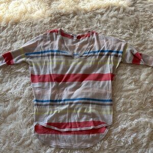 Autumn Cashmere Kids Long Sleeve Striped Tee - Red, Yellow, Blue